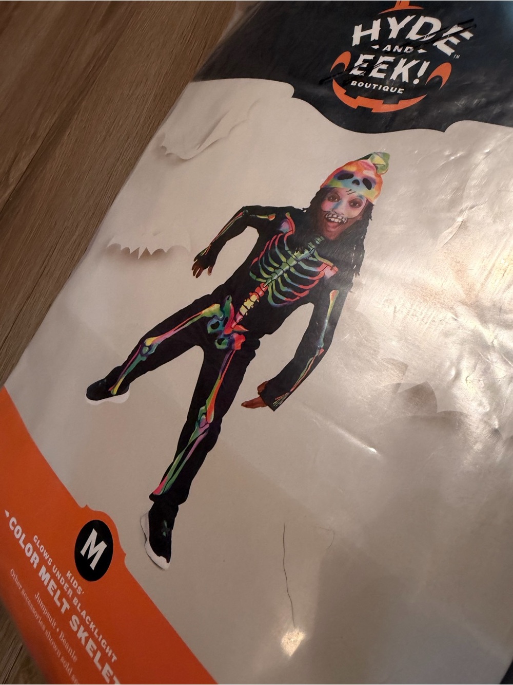 Target Hyde and EEK Black Rainbow Skeleton Costume Bodysuit Medium 8 Glows